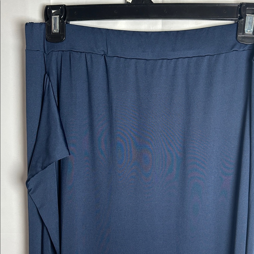 Asymmetrical Navy Detail Women’s Skirt With Soft Drape and tie